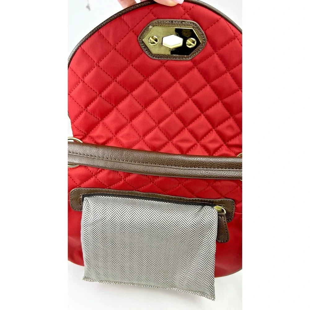 Steve Madden‎ Purse Quilted Flap Crossbody/Saddle Bag-Red Medium Nylon Travel